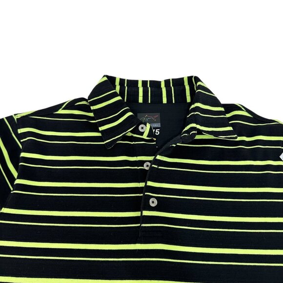 Greg Norman ML75 Mens Small Polo Shirt Black/Neon Green Stripes Outdoor Hikings - Picture 8 of 12
